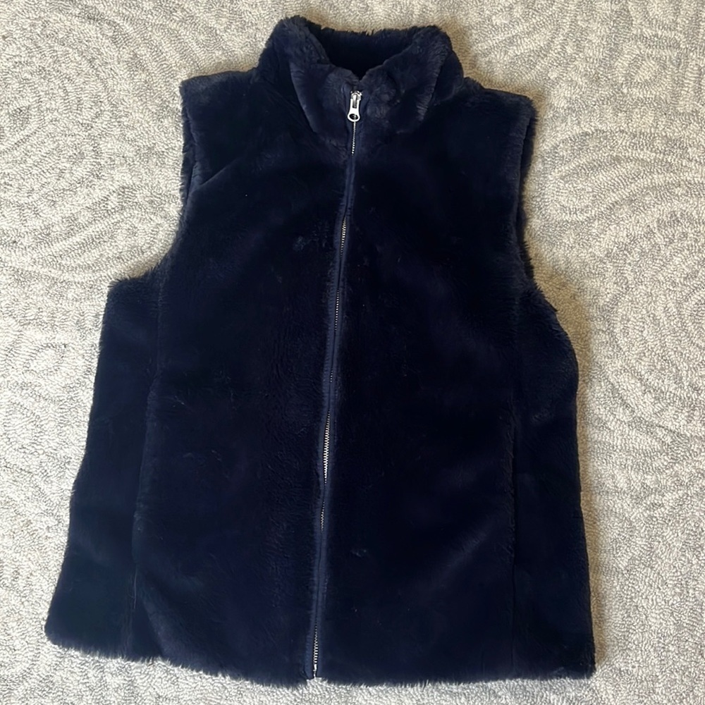 J.crew Factory Faux Fur Vest Navy Size Small